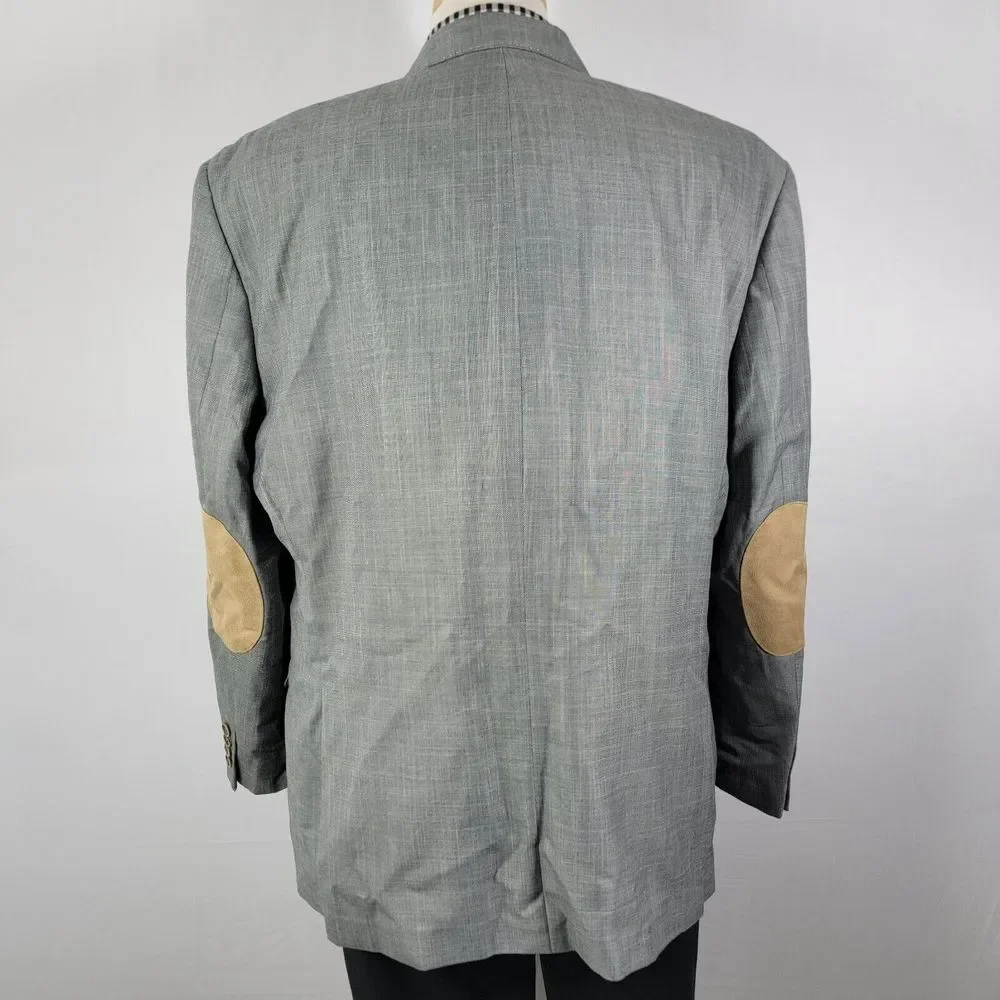 Van Heusen Men's Sport Coat Blazer Two Button Gray Sharskin Polyester Blend 48R‎